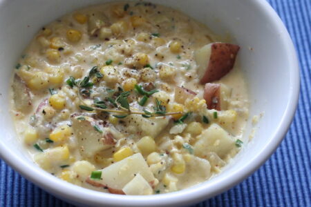 Potato Corn Chowder Recipe With Cheddar Cheese Image
